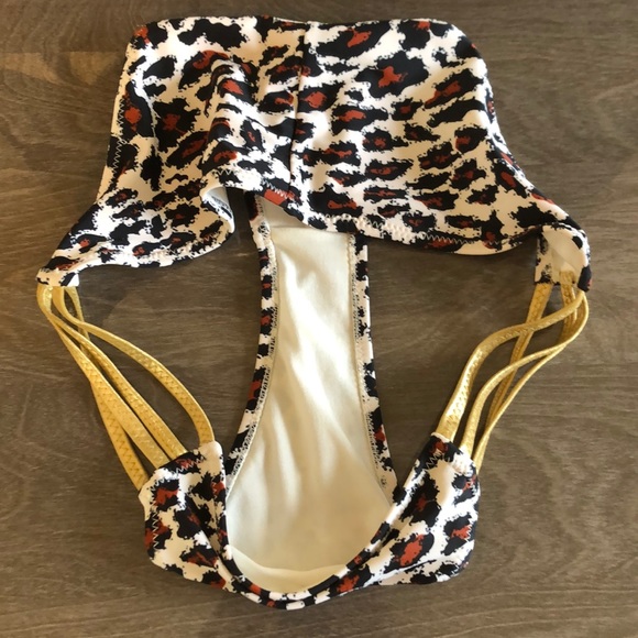 Forever 21 Leopard Gold Metallic Bikini Bottoms Size Large - Picture 6 of 6